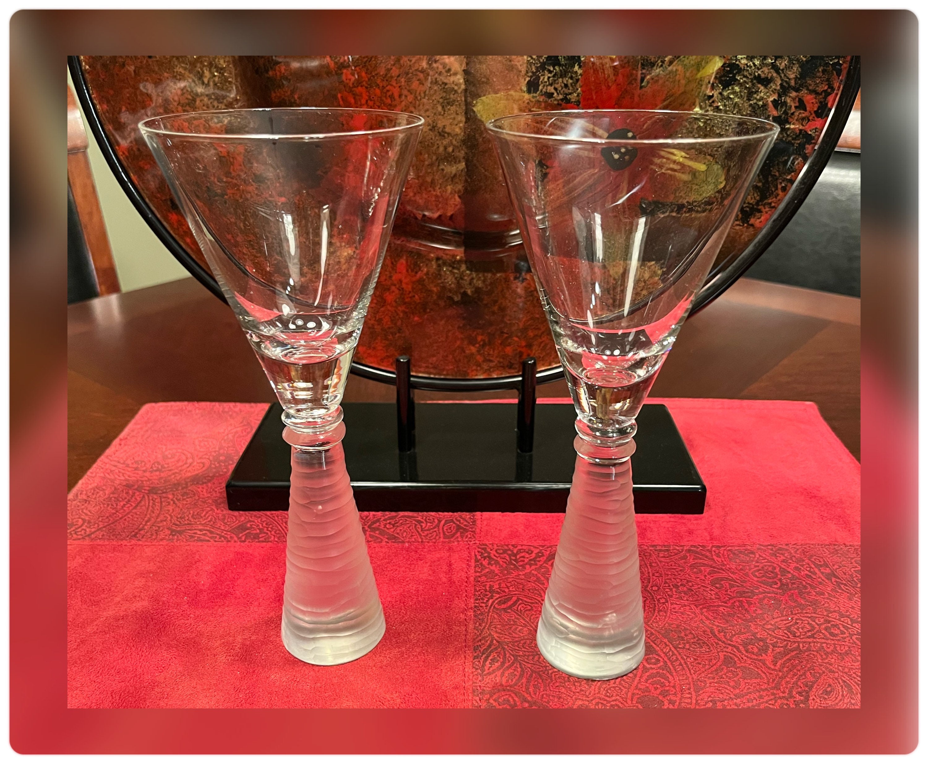 Vintage Cosmopolitan Glasses 4 Oz. Set of 6 Frosted Ivy Design Barware  2.75”