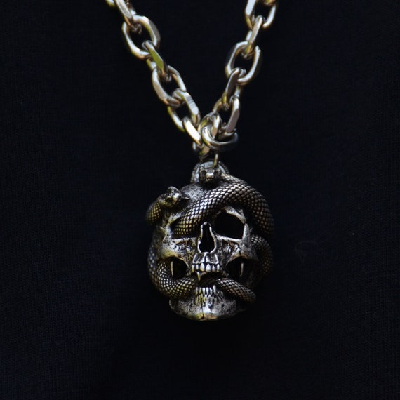 Medusa Jewelry Snake Skull Pendant Necklace For Men Women Etsy