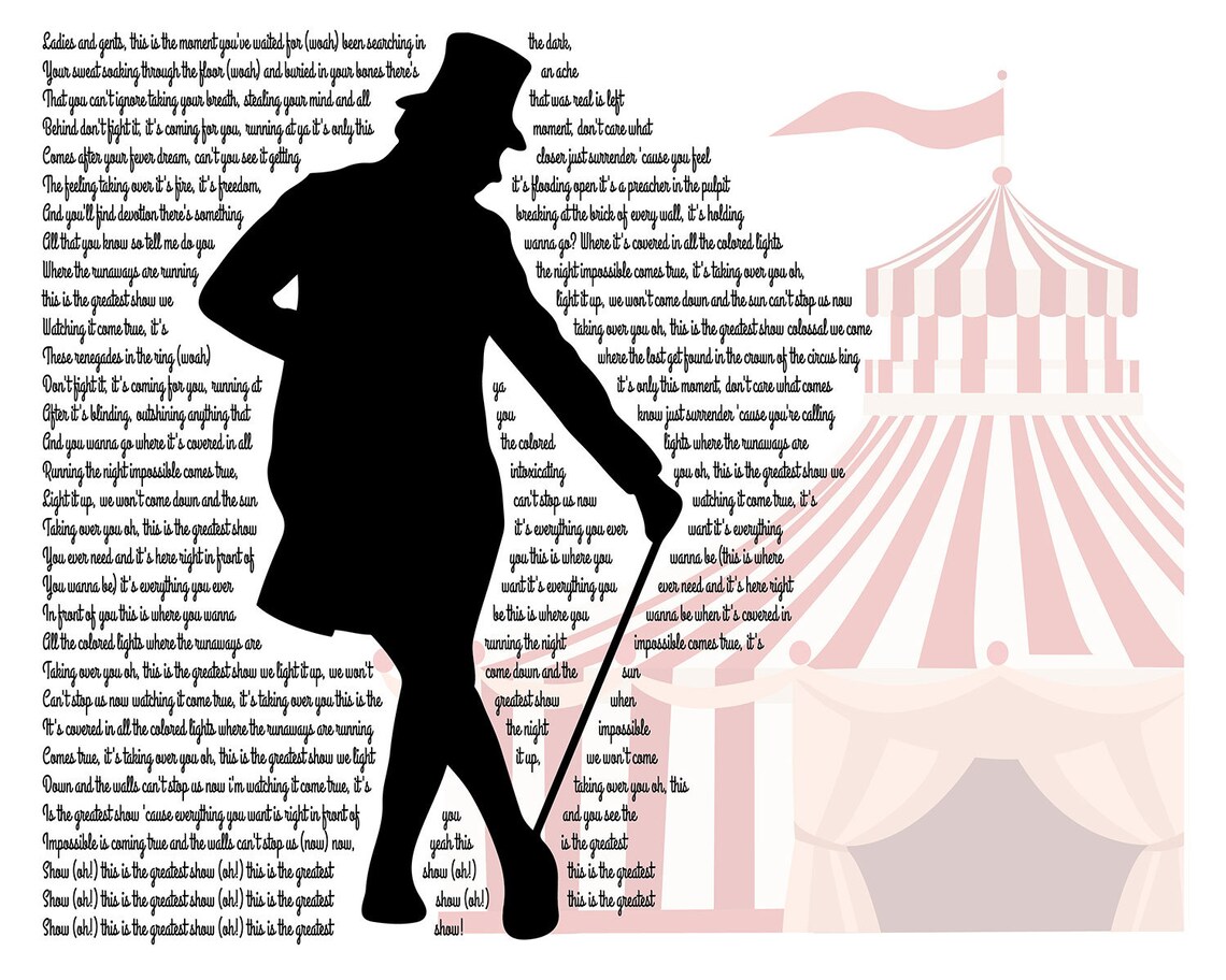 Greatest Showman the Greatest Show Song Lyrics Etsy