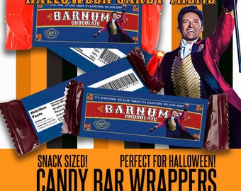 HALLOWEEN Candy Bar Snack Size Wrapper Greatest Showman Printable Download