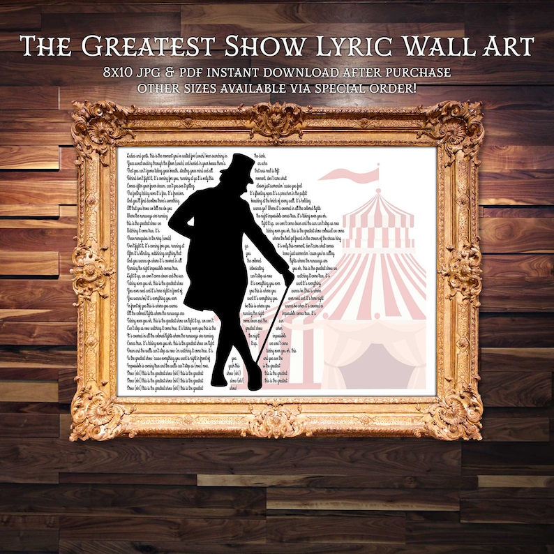 Greatest Showman the Greatest Show Song Lyrics Etsy