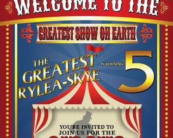 Custom 5x7 Circus Themed Party Invitation