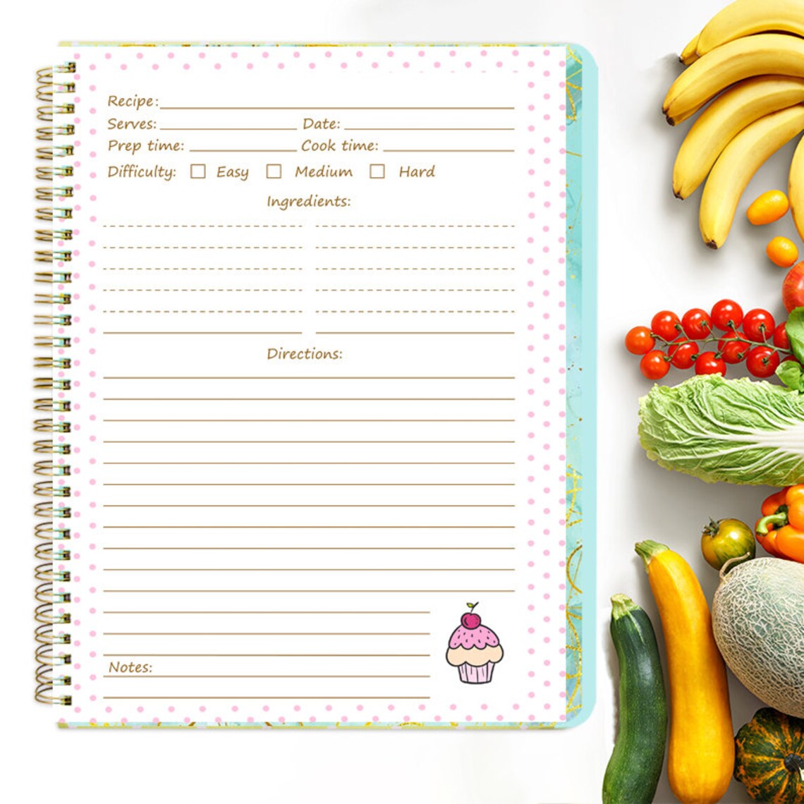 Recipe Notebook Watercolor Cover 8.5 x 11 Blank Etsy