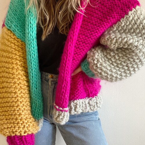 Super Chunky Cardigan Knitting Pattern the Sherbet Cardi Etsy