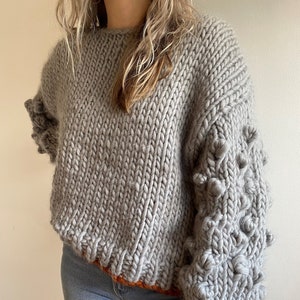 Chunky Knitting Pattern - Popcorn bobble Jumper - Beginner Jumper Pattern - Oversized Sweater Pattern