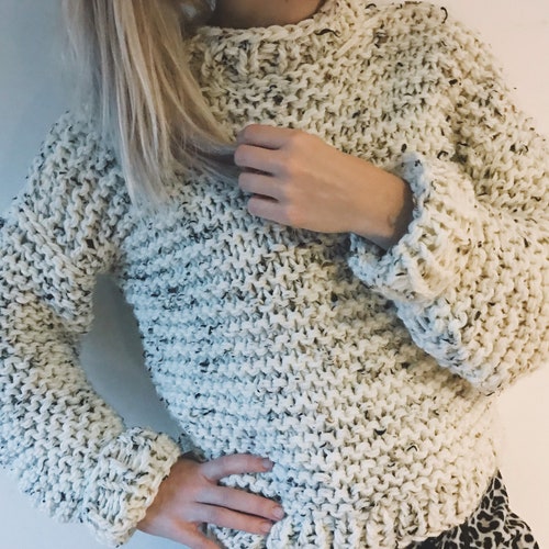 Chunky Knitting Pattern Popcorn Bobble Jumper Beginner Etsy