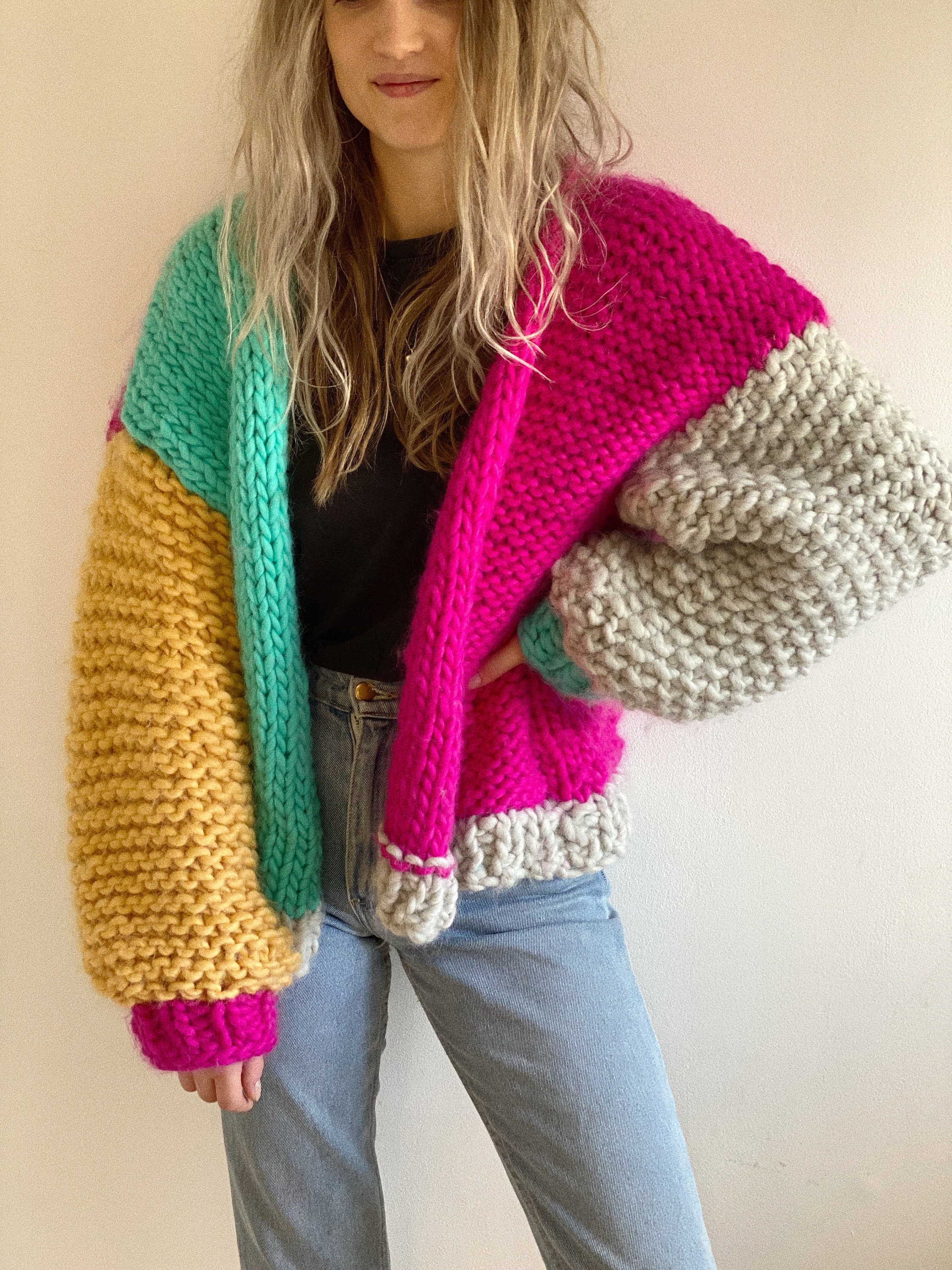 Chunky Knitting Pattern Six Stitch Cardigan 