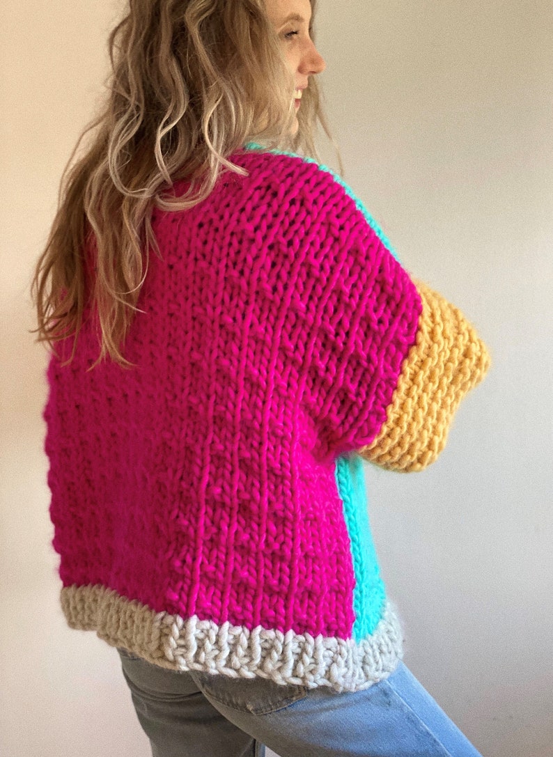 Chunky Knitting Pattern Six Stitch Cardigan Etsy