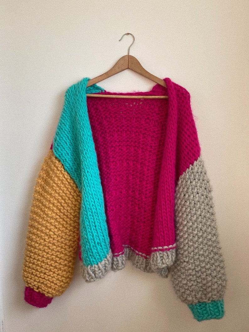 Chunky Knitting Pattern Six Stitch Cardigan Etsy Canada