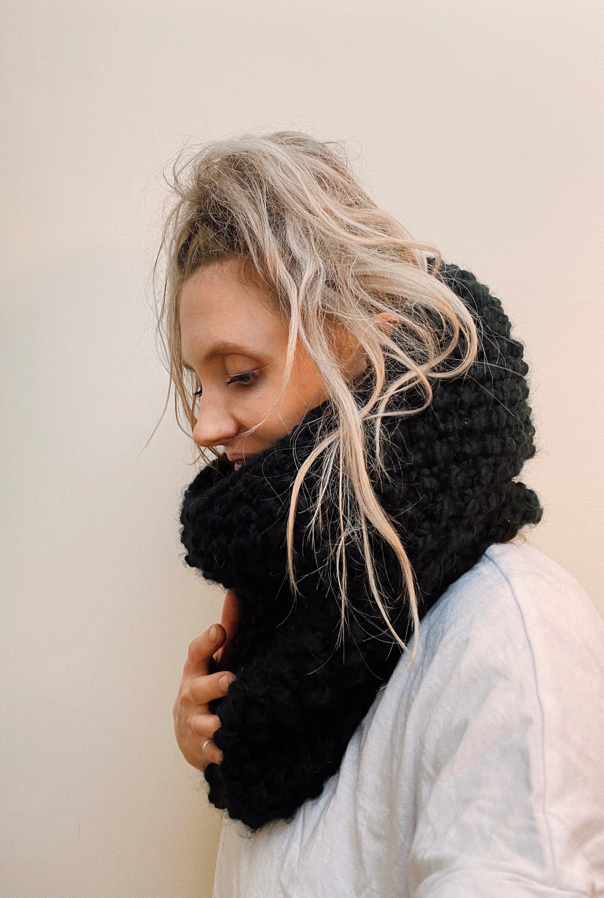 Chunky Snood Knitting Pattern - Beginner Moss Stitch (PDF Digital