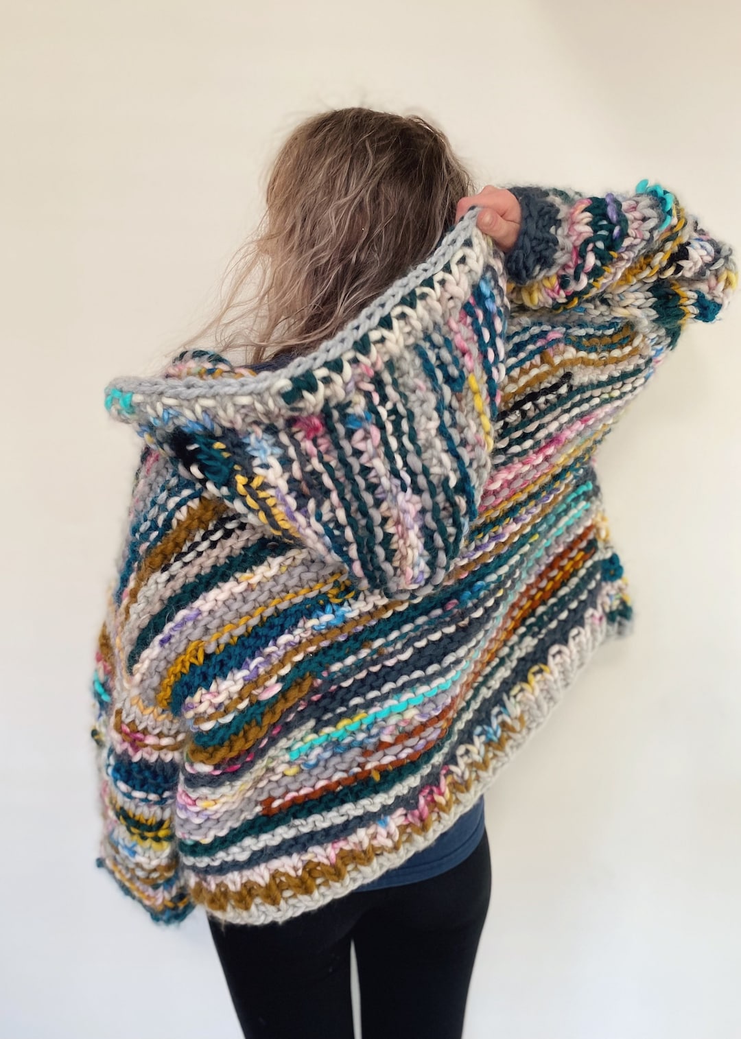 Chunky Knitting Pattern - Scrap Heap Hoodie - Beginner