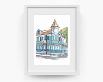 Commander's Palace New Orleans Art Print | NOLA Wall Decor | Travel Souvenir | Louisiana Watercolor