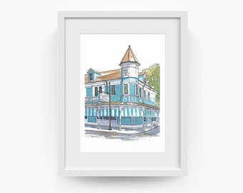 New Orleans Wall Art - French Quarter Art Print - Louisiana Art Watercolor Art - Commander's Palace