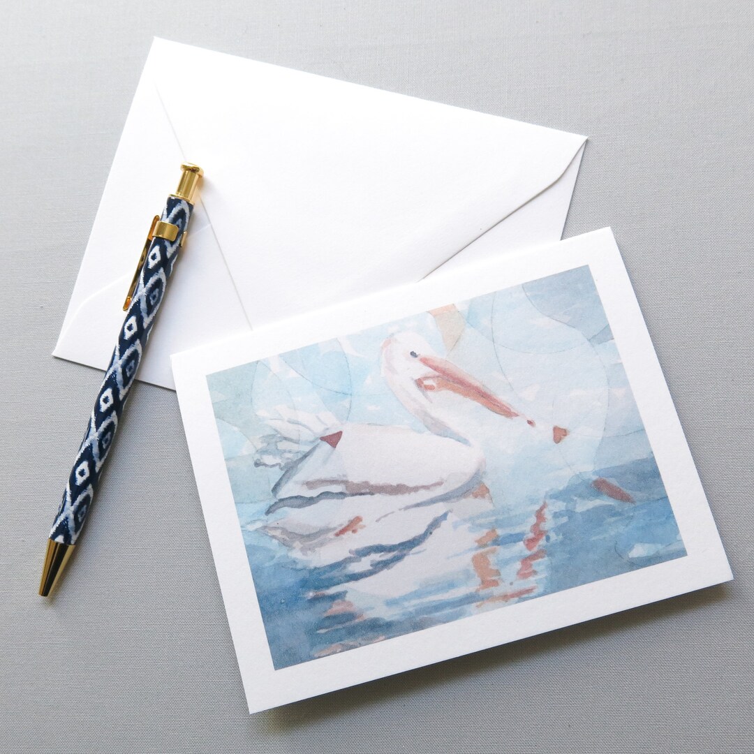 Pelican Note Cards Watercolor Pelican Abstract Set of 8 A2 Etsy