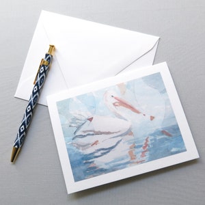 Pelican Note Cards - Watercolor Pelican Abstract - Set of 8 A2 Foldover Card Boxed Set - Louisiana Pelican Watercolor Cards