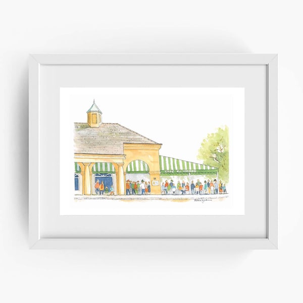 New Orleans | Louisiana Art - French Quarter Watercolor Print - Cafe Du Monde