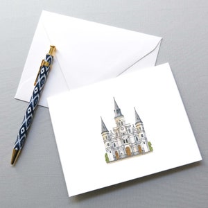 New Orleans Note Cards - St. Louis Cathedral / French Quarter Art - Set of 10 A2 Foldover Card - Watercolor St. Louis Cathedral