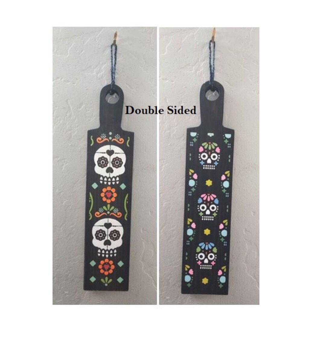 Day of the Dead Sugar Skull Wood Wall Hanging. Handmade. Día De Los ...