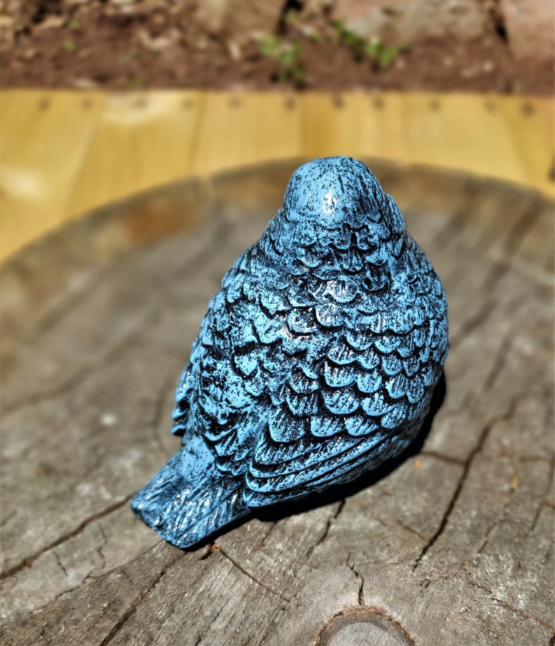 Concrete Bird Statue W/glitter. Bluebird Cement Sculpture. Handmade