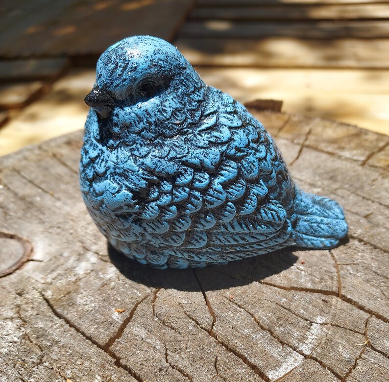 Concrete Bird Statue W/glitter. Bluebird Cement Sculpture. Handmade
