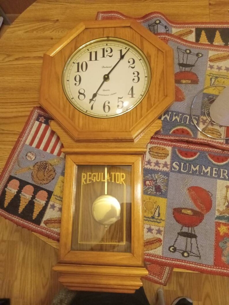 Dunhaven Quartz Regulator Wall Clock With Westminster Chime Etsy