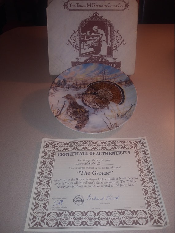 The Grouse by Wayne Anderson 1986 # 4941C. With original box and certificate of authenticity. Edwin M. Knowles.