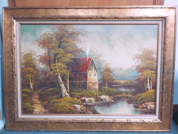 Country Cottage Oil on Canvass by Williams Circa. 1960s