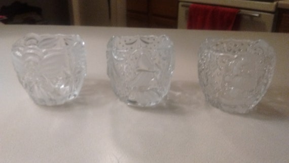 Gorham North Pole Express Set of 3 Crystal Votives tea lights included circa. 1990s with original box.