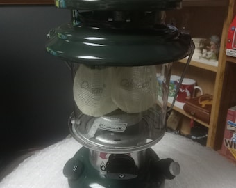 Vintage Coleman Two Mantle Fuel Lantern W Case Green 288 288A700