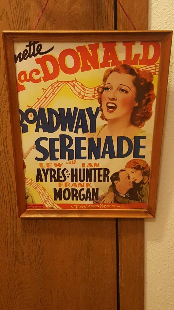 1939 original Broadway serenade movie poster in hardwood frame with glass. Metro Goldwyn Mayer