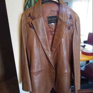 Paul Stuards of California leather jacket with Caiman embroidery. Size 42.