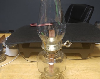 Hurricane oil lamp with raised pattern on the glass Circa. 1980s
