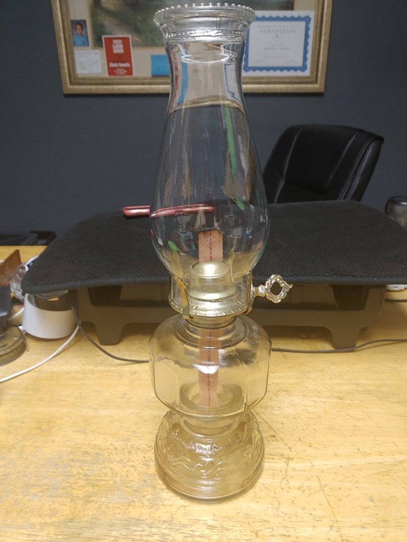 Hurricane oil lamp with raised pattern on the glass Circa. 1980s