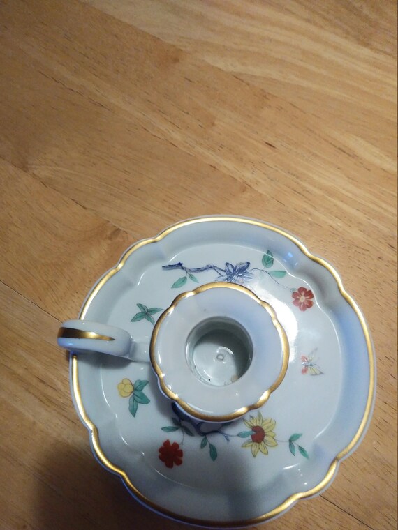 Haviland Limoges Victorian  candlestick holder with flowers circa. 1980s