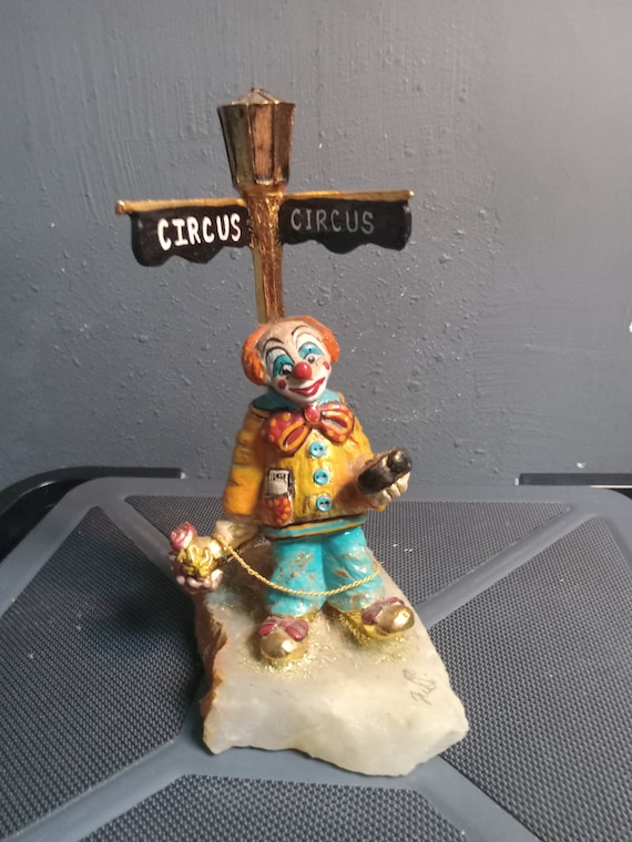 Judi Originals of CA, Laguna Beach 24K Gold Plated, Hand Painted, Clown Figurine