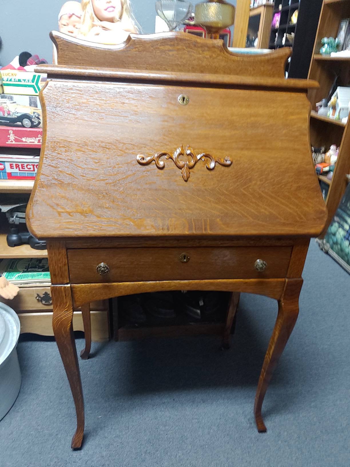 Tiger oak secretary desk deals