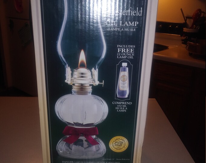 Chesterfield Oil Lamp by Lamplight Farms in Original Box Circa. 1980s