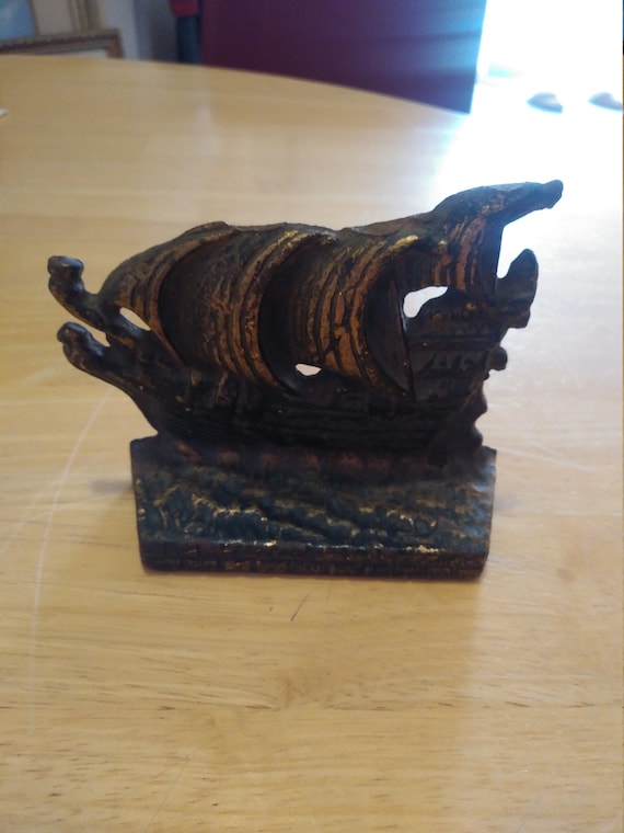 Old ship solid brass paperweight circa. 1960s