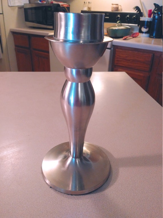 Sturdy Stainless Steel candle holder Circa.1980s