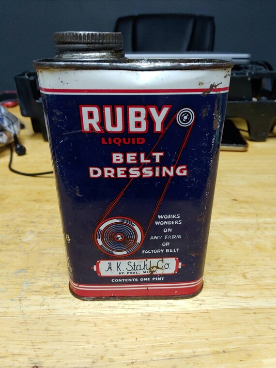 H.K Stahl Co Ruby Belt Dressing Tin Circa. 1920s