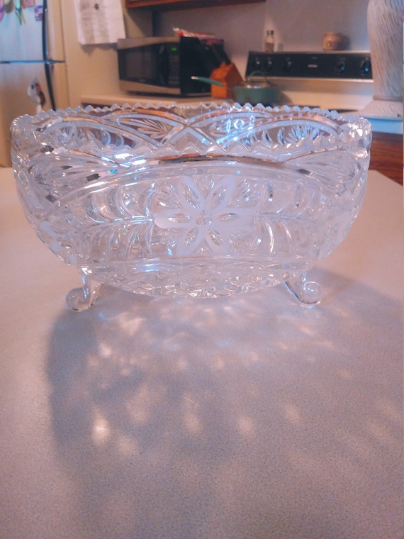 Footed Cut Glass Crystal candy dish Circa. 1970s