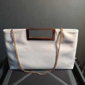 CHARMING TAILOR Bolso de mano convertible en cartera de mano de piel blanca y dorada - Mujer / Color: Blanco