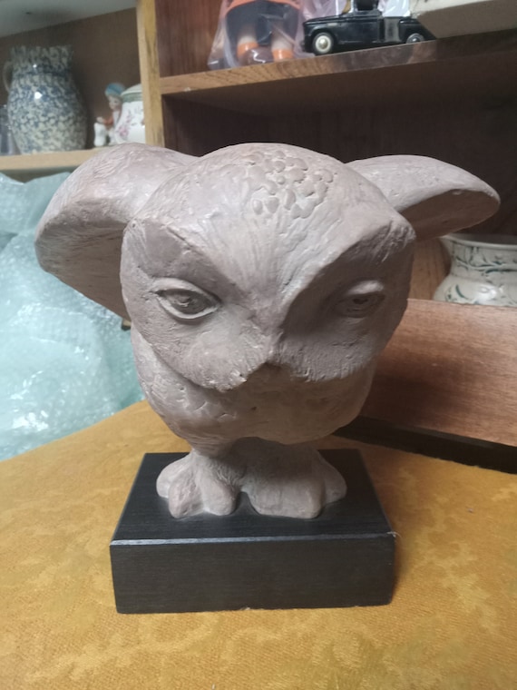 Owl Figurine Sculpture by Klara Sever 1975 Austin Prod. Abstract MCM
