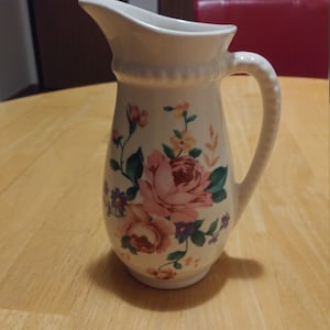 Hand Painted Pink Roses and green vines Royal Copley Creamer  Circa. 1940