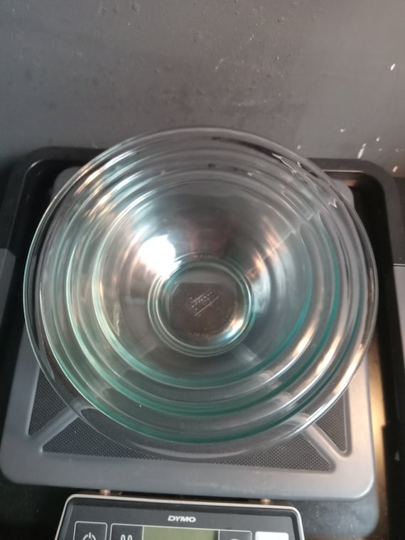 Set Of 3 Blue Tinted Clear Nesting Pyrex Glass Mixing Bowls