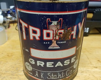 5 pound Trophy grease can by H.K. Stahl Co Circa. 1920s