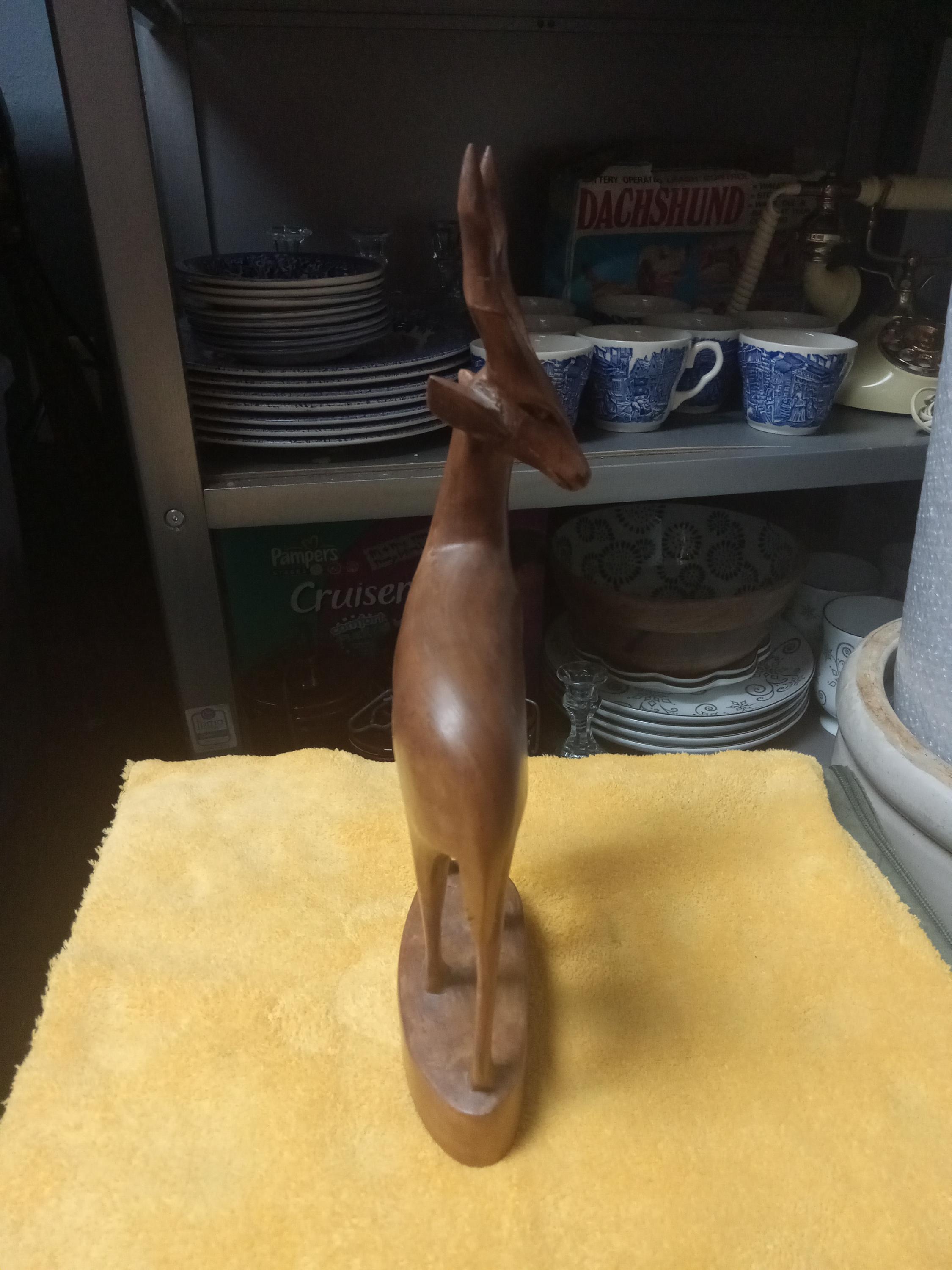 ヴィンテージ　アフリカ　ケニア　オブジェ　【B】 Hand Carved Kenya Besmo Wood African Antelope Gazelle