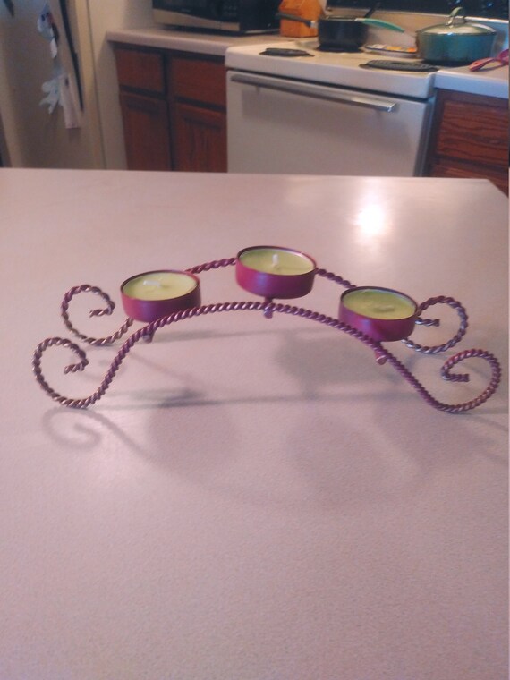 Twisted metal art candle holder bridge Circa. 1990s
