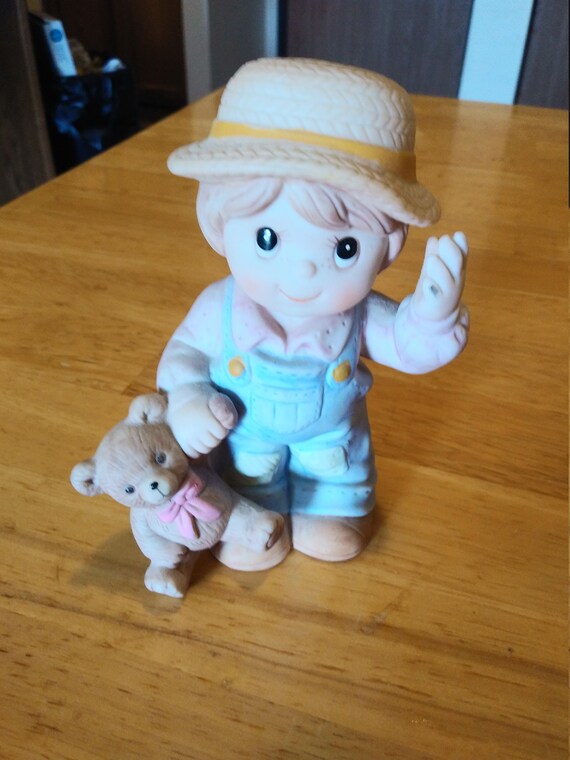 HOMCO # 1403 boy with Teddy Bear circa. 1980s by Home Interiors