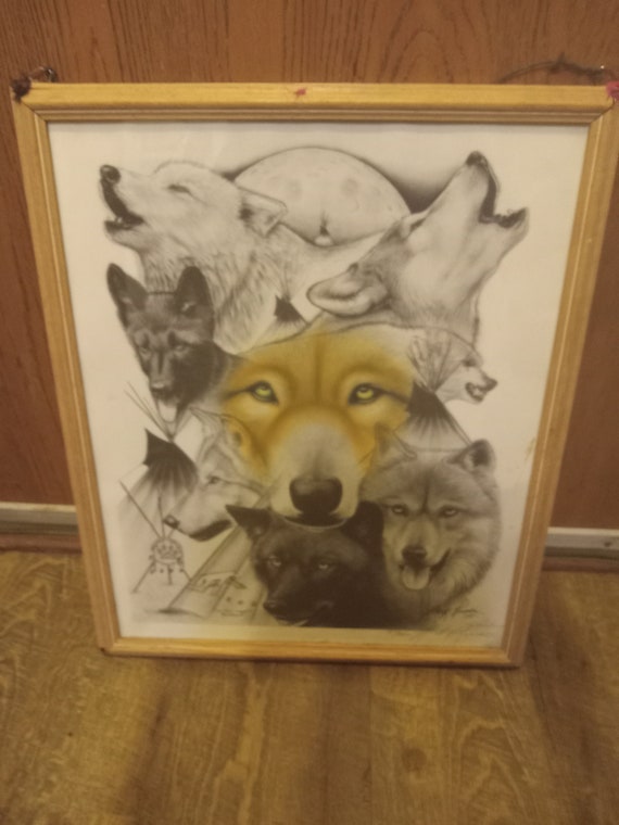 Our four legged brothers hand drawn, hand colored and hand signed  by Mark Powers - Dakota SIoux Circa. 1998